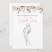 Invitation Jeux de devinette de robe de mariée florale rose (Devant / Derrière)