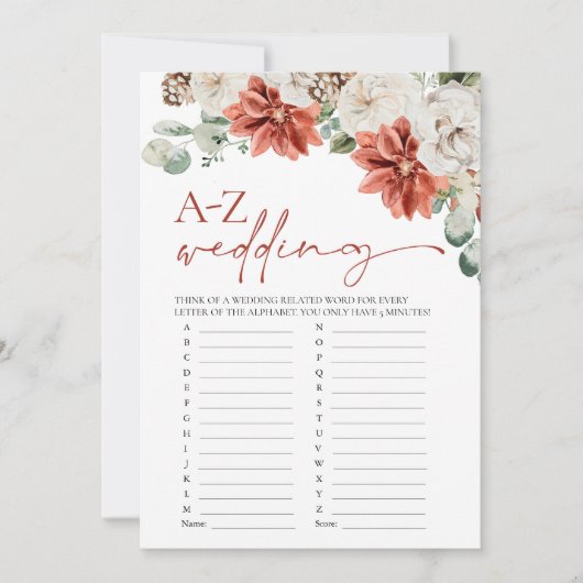 Invitation Jeux de Fête des mariées moderne Red Winter Weddin (Devant)