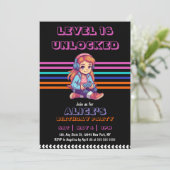 Invitation Jeux de filles niveau de jeu vidéo haut Anniversai (Debout devant)