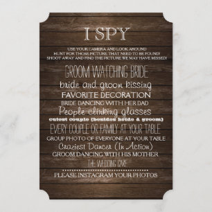 Invitation Jeux de mariage espion en bois Photographie rustiq