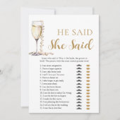 Invitation Jeux de perles dorées et de prosecco Il a dit, Ell (Devant)
