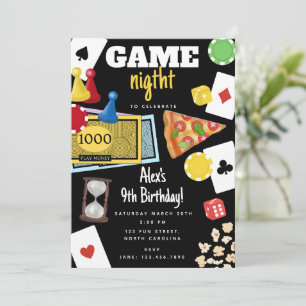 Invitation Jeux de société de soirée Snacks Anniversaire
