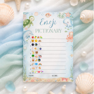 Invitation Jeux d'emoji pour Baby Shower Océan À Bientôt