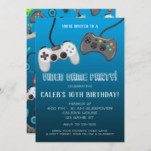 Invitation Jeux Vidéo Contrôleurs Joueur fête d'anniversaire