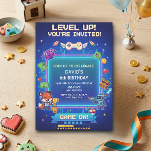 Invitation Jeux vidéo cool pour la fête d'anniversaire des 6