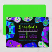 Invitation JEUX VIDÉO JEU Anniversaire de enfant (Devant / Derrière)