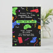 Invitation Jeux Vidéo Jeux Arcade Enfants Gamer (Debout devant)