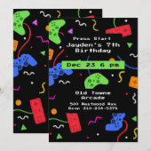 Invitation Jeux Vidéo Jeux Arcade Enfants Gamer (Devant / Derrière)