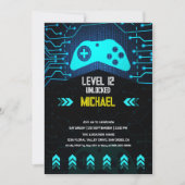 Invitation Jeux Vidéo Moderne Niveau Up Anniversaire Fête (Devant)