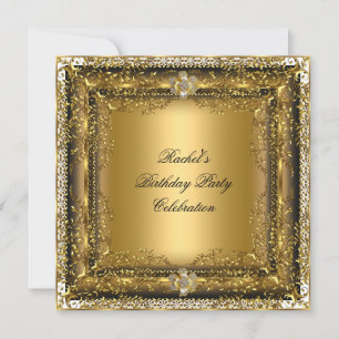 Invitation Jewel de fête d'anniversaire élégant or noir crème