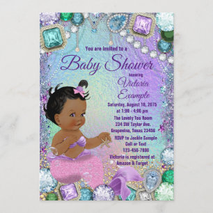 Invitation Jewel Mermaid African Mermaid Baby shower rose