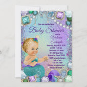 Invitation Jewel Mermaid Blonde Mermaid Baby shower (Devant)