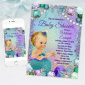 Invitation Jewel Mermaid Blonde Mermaid Baby shower