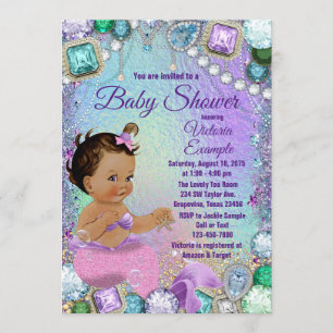 Invitation Jewel Mermaid Ethnic Pink Mermaid Baby shower
