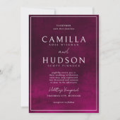 Invitation Jewel Tone Romance | Garnet | Mariage minimal (Devant)