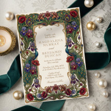 Jewel Tone Vintage Floral Garden Peacocks Wedding 