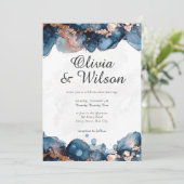Invitation Jewel Tone Wedding Invitation, bleu marine et or R (Debout devant)