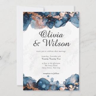 Invitation Jewel Tone Wedding Invitation, bleu marine et or R