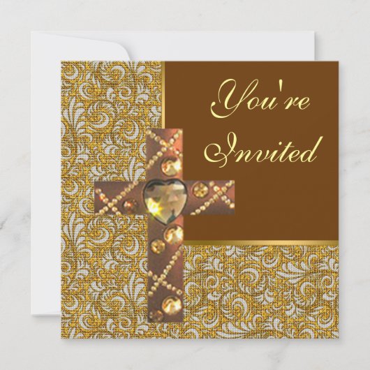 Invitation Jeweled Christian Cross Party Invite (Devant)