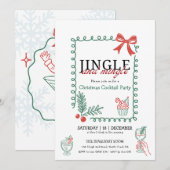 Invitation Jingle and mingle doodle christmas cocktail party (Devant / Derrière)