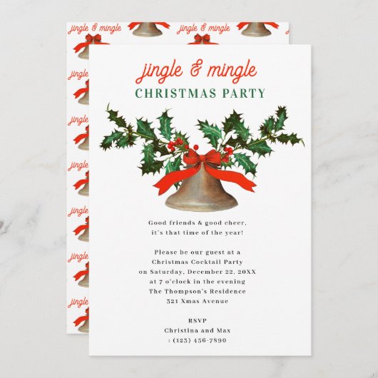 Invitation Jingle and Mingle Holiday Christmas Party (Devant / Derrière)