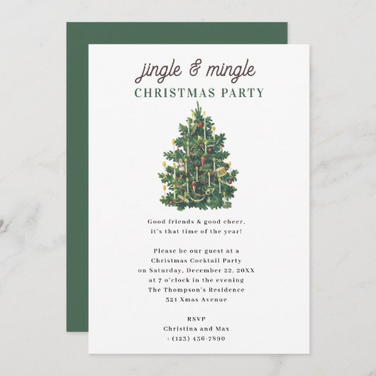 Invitation Jingle and Mingle Holiday Christmas Party (Devant / Derrière)