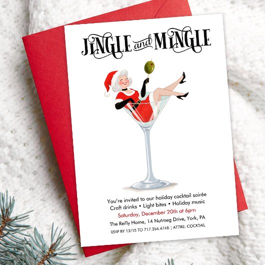 Invitation Jingle and Mingle Holiday Cocktail Martini