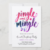 Invitation Jingle And Mingle Moderne Écriture Brossée Rose Vi (Devant)