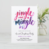 Invitation Jingle And Mingle Moderne Écriture Brossée Rose Vi (Debout devant)