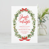 Invitation Jingle And Mingle Wreath Christmas Party (Debout devant)