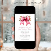 Invitation Jingle Bows Baby Toes Pink Bow Baby shower festif