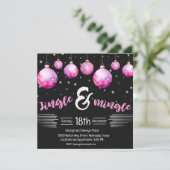 Invitation Jingle de Noël noir et rose (Debout devant)