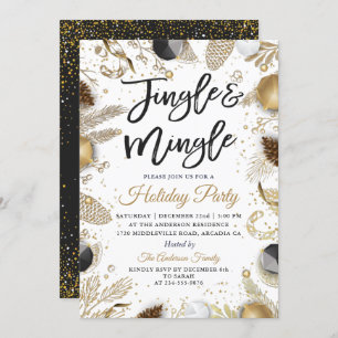Invitation Jingle en or noir moderne et fête de vacances Ming