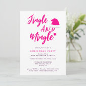 Invitation Jingle et mêle script rose fête de Noël (Debout devant)