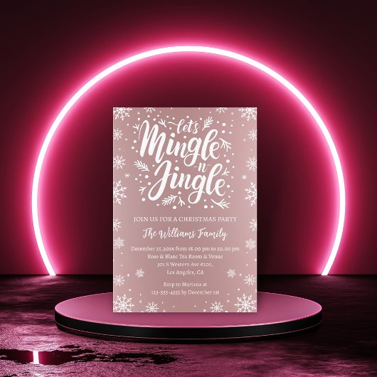 Invitation Jingle et mêlons Noël fête rose blanc