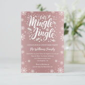 Invitation Jingle et mêlons Noël fête rose blanc (Debout devant)