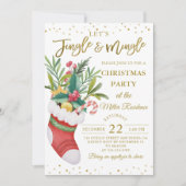 Invitation Jingle et Mingle à soie florale Black Gold (Devant)