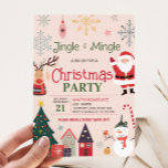 Invitation Jingle et Mingle adorable fête de Noël<br><div class="desc">Diffusez la joie des fêtes avec notre invitation personnalisable de Noël imprimable,  parfait pour rassembler des amis et la famille pour une fête festive. Avec des designs élégants et un texte facile à éditer,  cette invitation donne le ton pour une saison de vacances joyeuse. 25SE A</div>