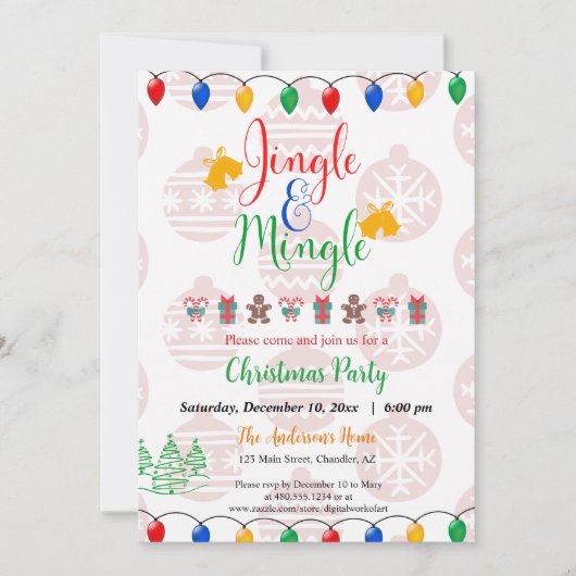Invitation Jingle et Mingle Christmas Party Home Office Invi (Devant)