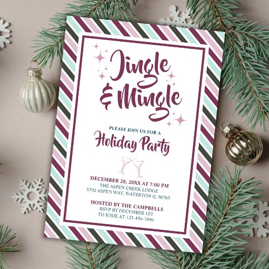 Invitation Jingle et Mingle Fête de Noël