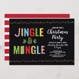 Invitation Jingle et Mingle Fête de Noël Vacances Holly