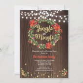 Invitation Jingle et Mingle fête de Noël wreath rustique (Devant)