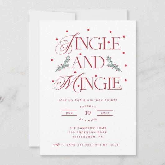 Invitation Jingle et Mingle Fête de Vacances (Devant)