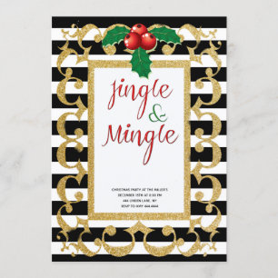 Invitation Jingle et Mingle Gold parties scintillant fête