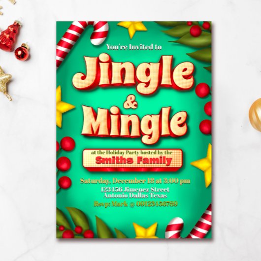 Invitation Jingle et Mingle Holiday - Turquoise