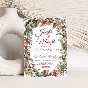 Invitation Jingle et Mingle Holly Berries fête de Noël
