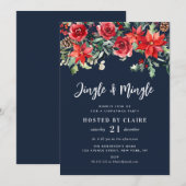 Invitation jingle et mingle marine bleu fête de noël (Devant / Derrière)