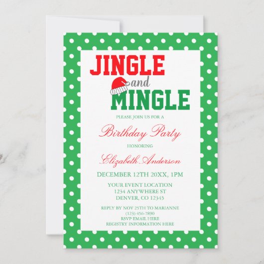 Invitation Jingle et Mingle Noël Anniversaire (Devant)