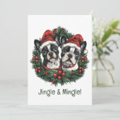 Invitation Jingle Et Mingle Noël Boston Terrier Chiens (Debout devant)