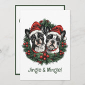 Invitation Jingle Et Mingle Noël Boston Terrier Chiens (Devant / Derrière)